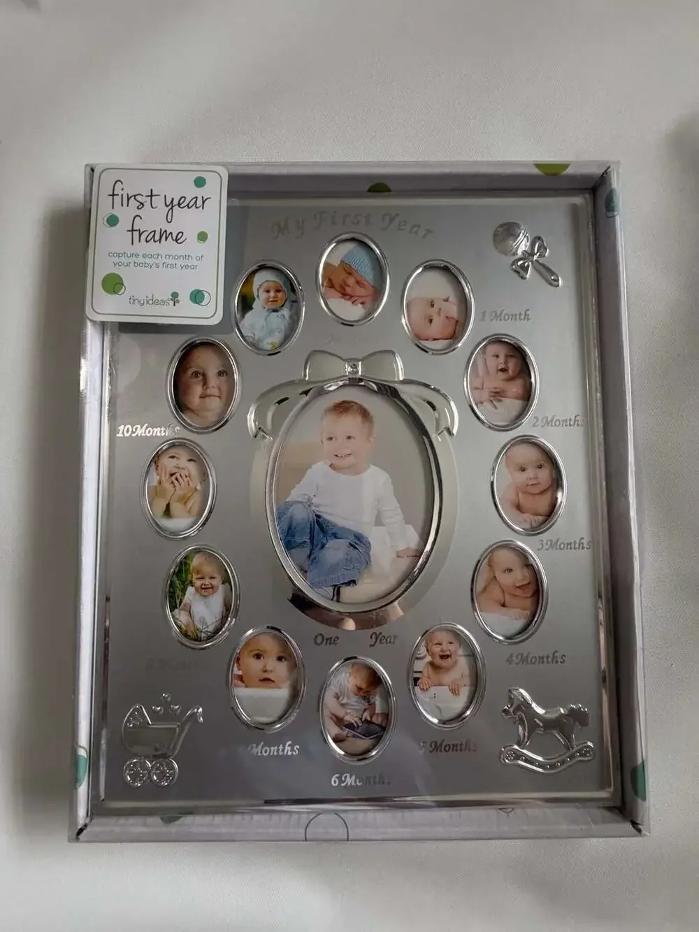 Baby My First Year Frame 12 Month Silver Collage Keepsake Newborn Boho Gift